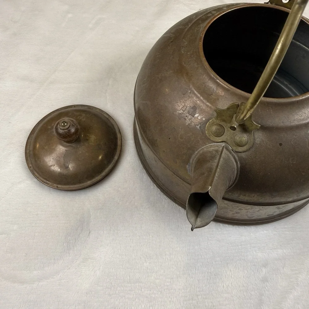 Vintage Revere Ware 1801 Copper Tea Kettle Rome NY USA Wood Handle Patina